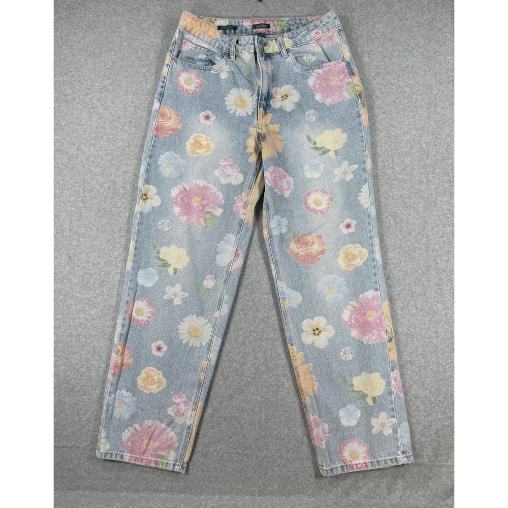 Floral Jeans Cottagecore 90s Relaxed Straight Cotton High Rise Print